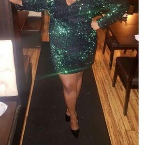 Plus Size Green Sequin Dress